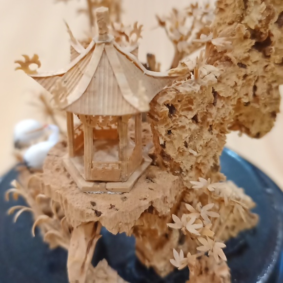 New Vintage Chinese Cork Carving Scenery Picture Sculpture Display - Picture 12 of 16